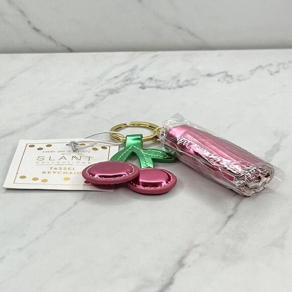 Slant Collections Metallic Cherry Tassel Keychain Keyring - Picture 7 of 12
